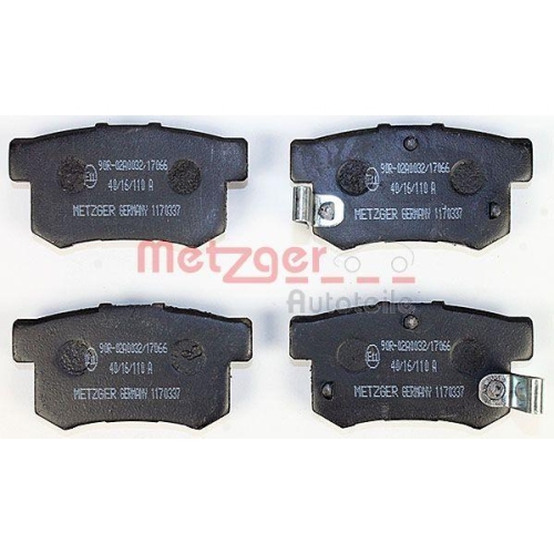 Bremsbelagsatz, Scheibenbremse METZGER 1170337 GREENPARTS f&uuml;r HONDA, Hinterachse