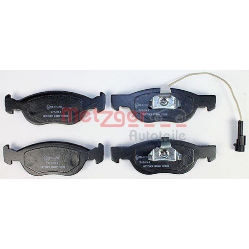 Bremsbelagsatz, Scheibenbremse METZGER 1170338 f&uuml;r ALFA ROMEO FIAT, Vorderachse