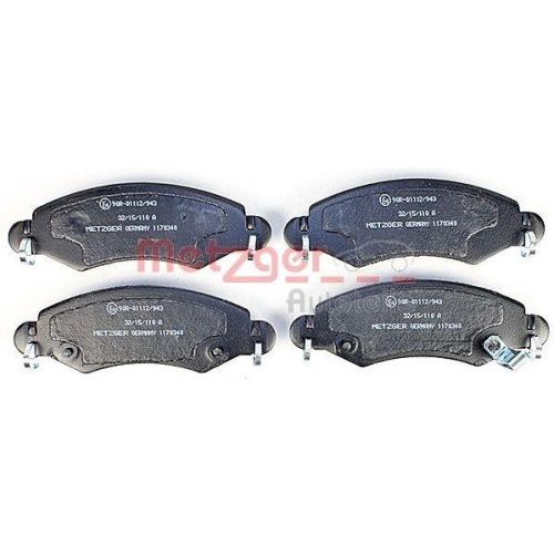 Bremsbelagsatz, Scheibenbremse METZGER 1170340 f&uuml;r OPEL SUZUKI, Vorderachse