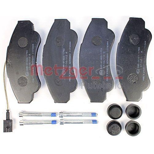Bremsbelagsatz, Scheibenbremse METZGER 1170344 f&uuml;r CITRO&Euml;N FIAT PEUGEOT