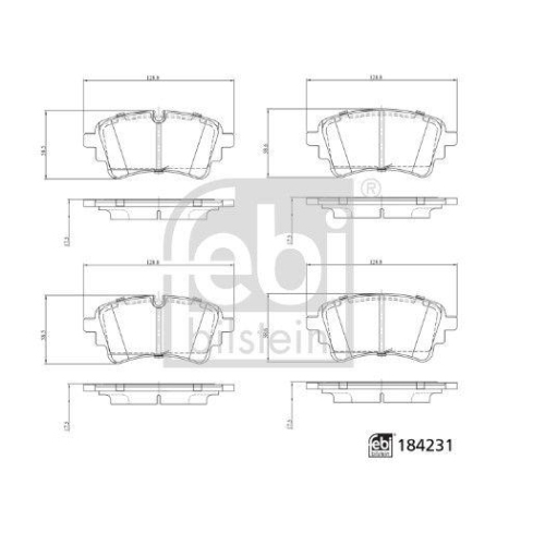 FEBI BILSTEIN Bremsbelagsatz, Scheibenbremse 184231 f&uuml;r AUDI, Hinterachse