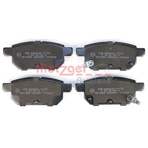 Bremsbelagsatz, Scheibenbremse METZGER 1170360 f&uuml;r SUZUKI, Hinterachse