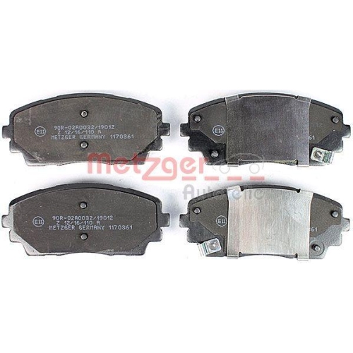Bremsbelagsatz, Scheibenbremse METZGER 1170361 f&uuml;r KIA, Vorderachse