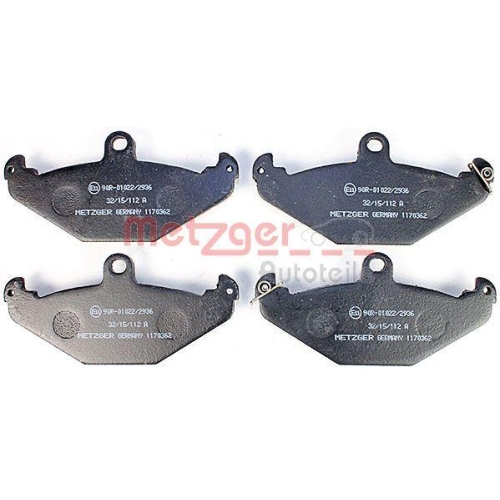 Bremsbelagsatz, Scheibenbremse METZGER 1170362 f&uuml;r RENAULT, Hinterachse