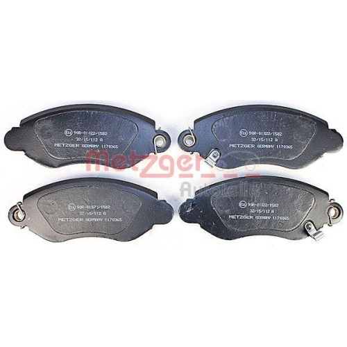 Bremsbelagsatz, Scheibenbremse METZGER 1170365 f&uuml;r FORD, Vorderachse