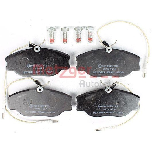 Bremsbelagsatz, Scheibenbremse METZGER 1170386 f&uuml;r CITRO&Euml;N FIAT LANCIA PEUGEOT