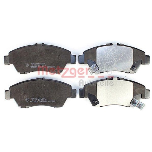 Bremsbelagsatz, Scheibenbremse METZGER 1170388 GREENPARTS f&uuml;r HONDA, Vorderachse