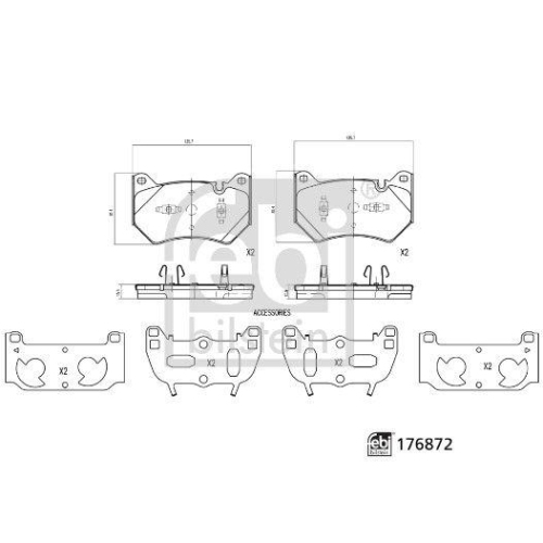 FEBI BILSTEIN Bremsbelagsatz, Scheibenbremse 176872 f&uuml;r AUDI, Vorderachse