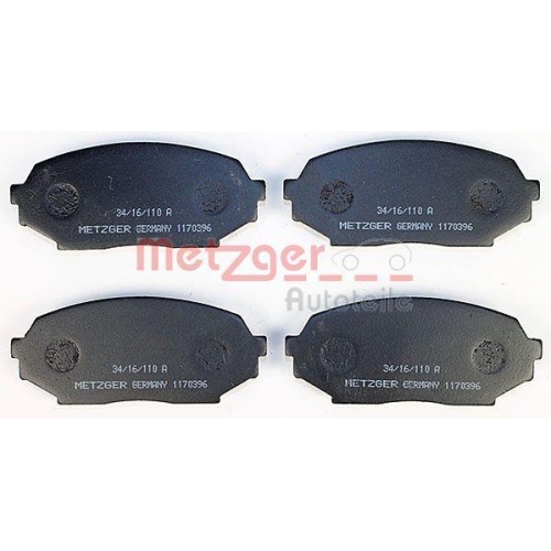Bremsbelagsatz, Scheibenbremse METZGER 1170396 f&uuml;r MAZDA, Vorderachse