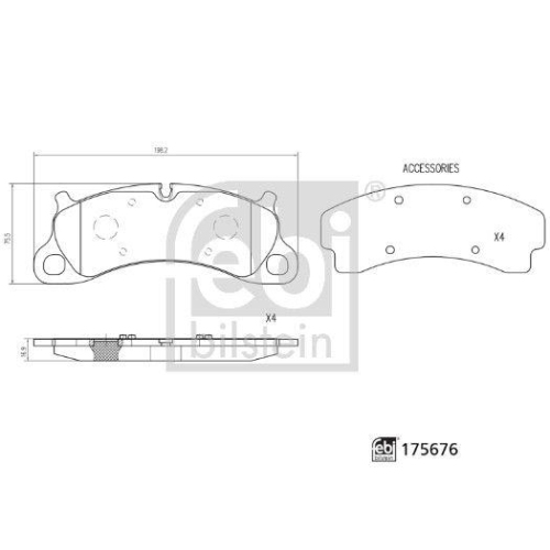 FEBI BILSTEIN Bremsbelagsatz, Scheibenbremse 175676 f&uuml;r PORSCHE, Vorderachse