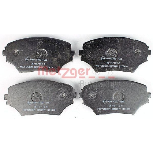 Bremsbelagsatz, Scheibenbremse METZGER 1170418 f&uuml;r TOYOTA, Vorderachse