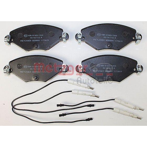 Bremsbelagsatz, Scheibenbremse METZGER 1170419 f&uuml;r CITRO&Euml;N PEUGEOT, Vorderachse