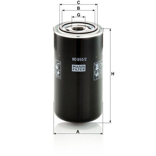 Filter, Arbeitshydraulik MANN-FILTER WD 950/2 f&uuml;r BOMAG MASSEY FERGUSON SAME