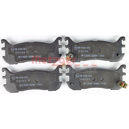 Bremsbelagsatz, Scheibenbremse METZGER 1170431 f&uuml;r MAZDA, Hinterachse