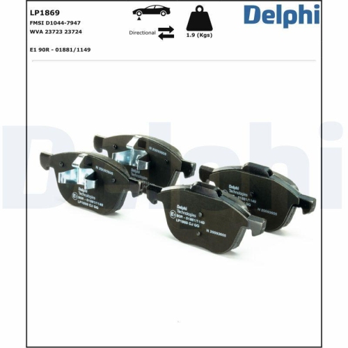 DELPHI LP1869 Bremsbelagsatz, Scheibenbremse f&uuml;r FORD MAZDA VOLVO FORD (CHANGAN)