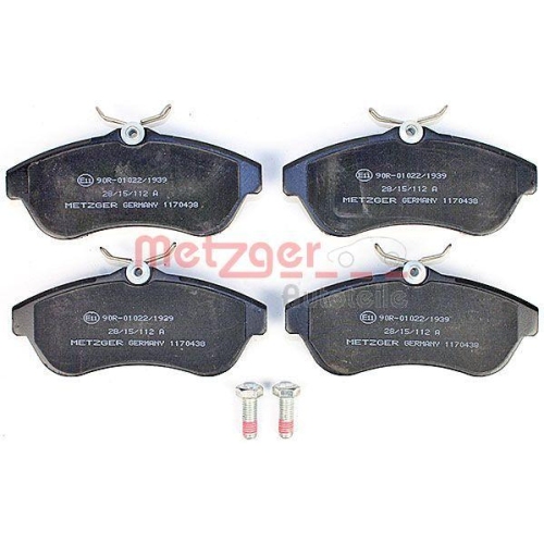 Bremsbelagsatz, Scheibenbremse METZGER 1170438 f&uuml;r CITRO&Euml;N, Vorderachse