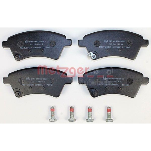 Bremsbelagsatz, Scheibenbremse METZGER 1170442 f&uuml;r FIAT SUZUKI, Vorderachse