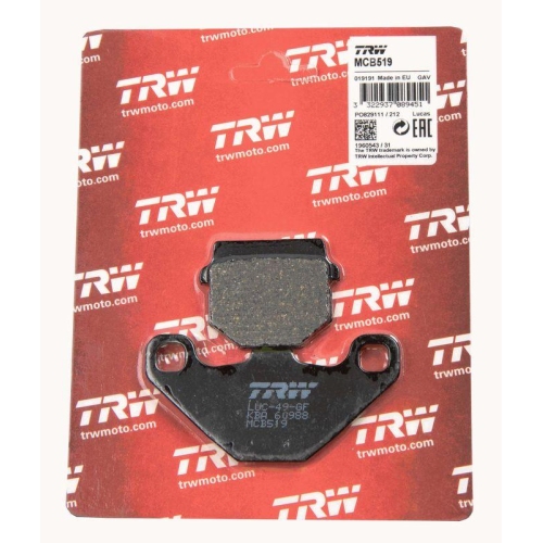 Bremsbelagsatz, Scheibenbremse TRW MCB519 Organic Allround f&uuml;r, Hinterachse