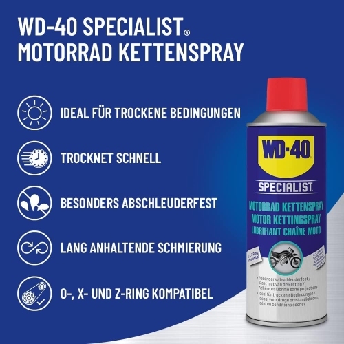 WD-40 Specialist Motorrad Kettenspray 2x400ml, Ketten Öl, Ketten Pflege