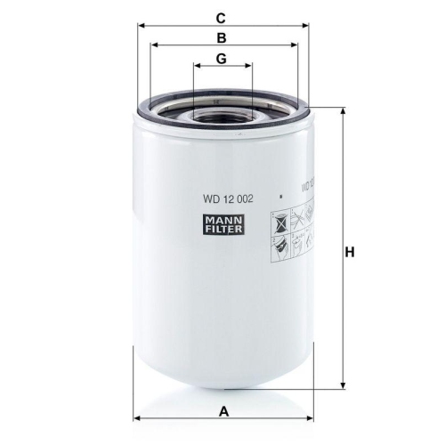 Filter, Arbeitshydraulik MANN-FILTER WD 12 002 f&uuml;r FIAT IVECO SPERRY NEW HOLLAND
