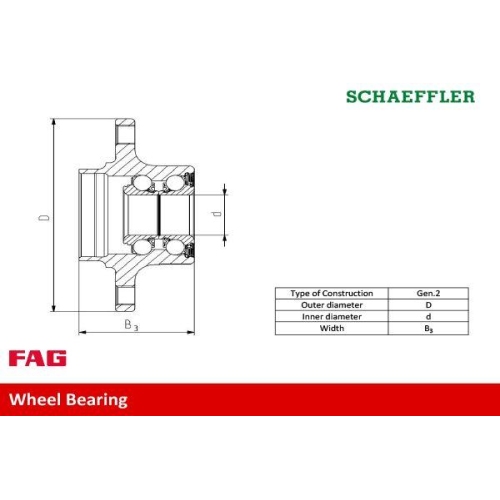 Radlagersatz FAG 713 6266 50 f&uuml;r HYUNDAI, Hinterachse