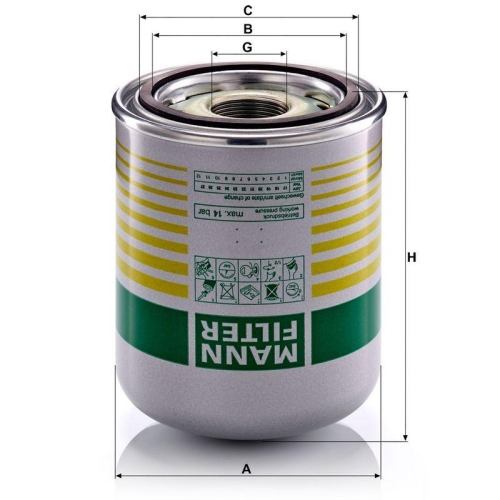 MANN-FILTER TB 1394/8 x Lufttrocknerpatrone, Druckluftanlage f&uuml;r MERCEDES-BENZ