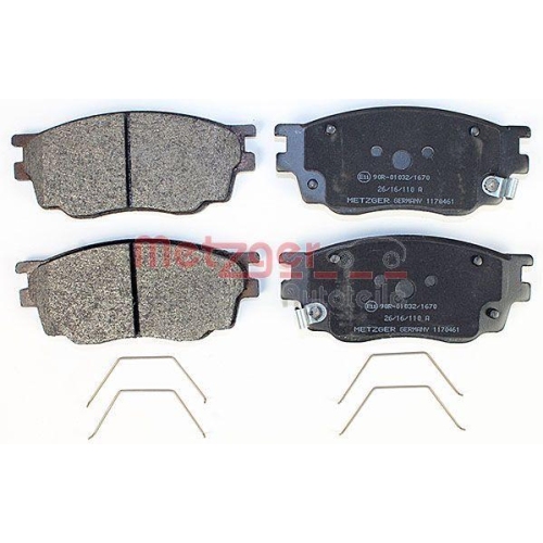 Bremsbelagsatz, Scheibenbremse METZGER 1170461 f&uuml;r MAZDA, Vorderachse