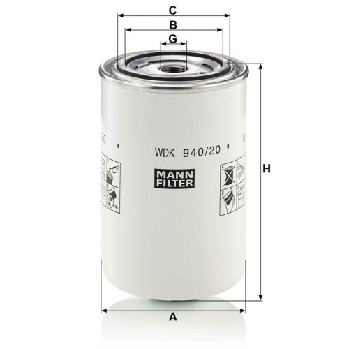 MANN-FILTER WDK 940/20 Kraftstofffilter f&uuml;r BOMAG DEUTZ-FAHR CATERPILLAR DYNAPAC
