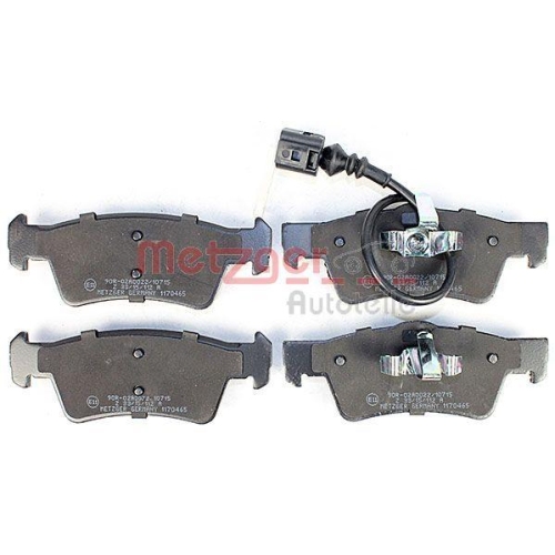 Bremsbelagsatz, Scheibenbremse METZGER 1170465 f&uuml;r VW, Hinterachse