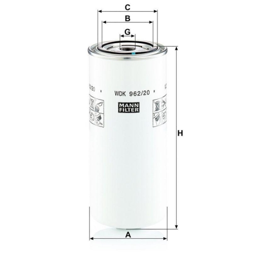 MANN-FILTER WDK 962/20 Kraftstofffilter f&uuml;r BOMAG HITACHI MASSEY FERGUSON CLAAS