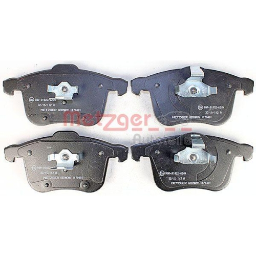 Bremsbelagsatz, Scheibenbremse METZGER 1170481 f&uuml;r OPEL SAAB, Vorderachse