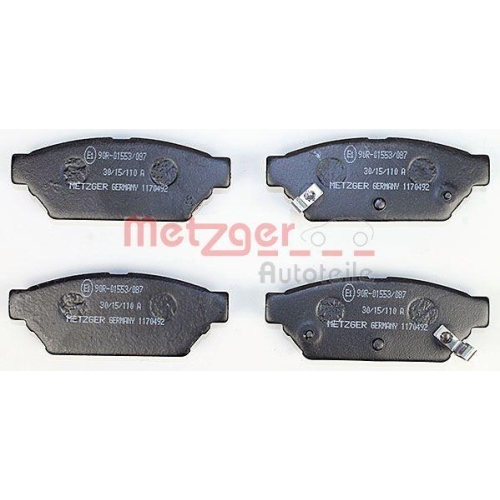 Bremsbelagsatz, Scheibenbremse METZGER 1170492 f&uuml;r MITSUBISHI, Hinterachse