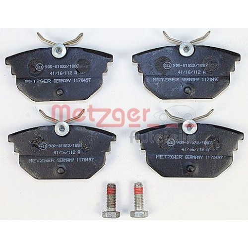 Bremsbelagsatz, Scheibenbremse METZGER 1170497 f&uuml;r ALFA ROMEO FIAT, Hinterachse