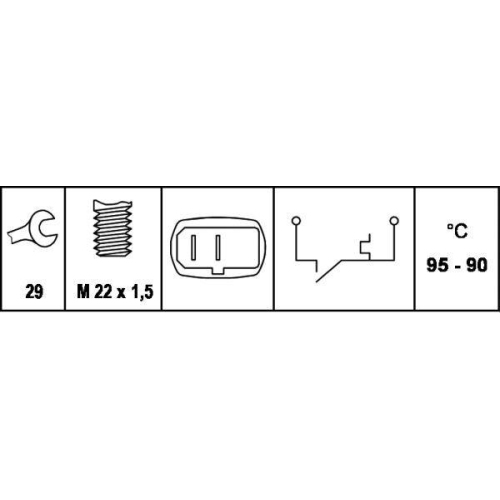 HELLA Temperaturschalter, K&uuml;hlerl&uuml;fter 6ZT 007 801-001 f&uuml;r AUDI SEAT SKODA VW