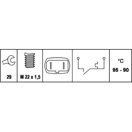 HELLA Temperaturschalter, Kühlerlüfter 6ZT 007 801-011 für AUDI SEAT SKODA VW