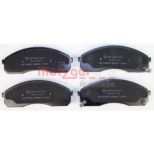 Bremsbelagsatz, Scheibenbremse METZGER 1170501 f&uuml;r KIA, Vorderachse