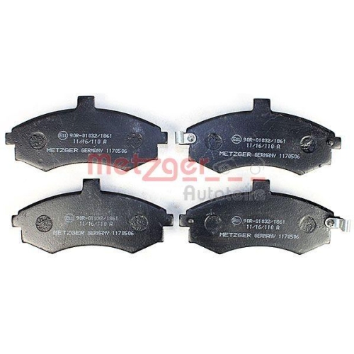Bremsbelagsatz, Scheibenbremse METZGER 1170506 f&uuml;r HYUNDAI, Vorderachse