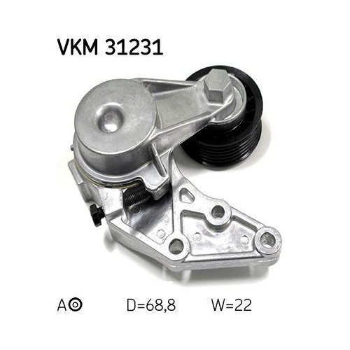 Riemenspanner, Keilrippenriemen SKF VKM 31231 f&uuml;r AUDI FORD SEAT SKODA VW, mitte
