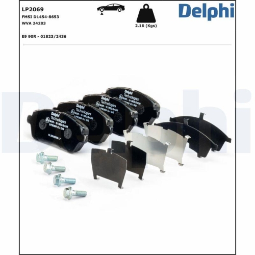 DELPHI LP2069 Bremsbelagsatz, Scheibenbremse f&uuml;r DAIHATSU FORD MAZDA SUBARU