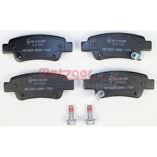 Bremsbelagsatz, Scheibenbremse METZGER 1170508 f&uuml;r HONDA, Hinterachse