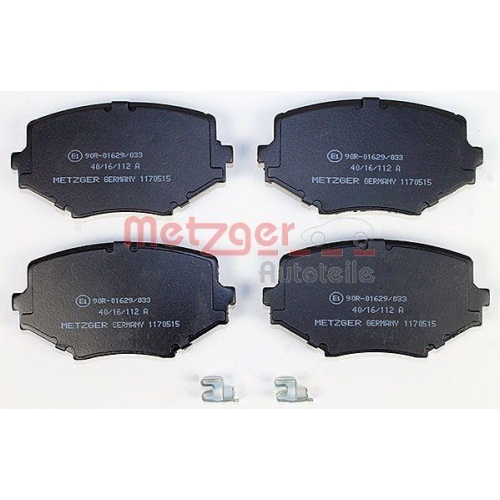 Bremsbelagsatz, Scheibenbremse METZGER 1170515 f&uuml;r MAZDA, Vorderachse