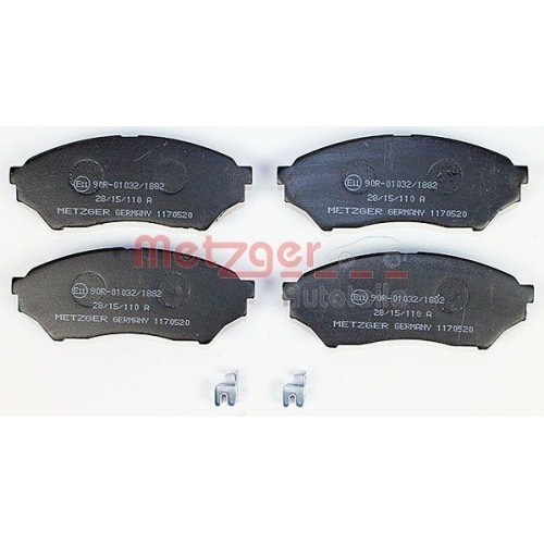 Bremsbelagsatz, Scheibenbremse METZGER 1170520 f&uuml;r MITSUBISHI, Vorderachse