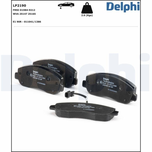 DELPHI LP2190 Bremsbelagsatz, Scheibenbremse f&uuml;r NISSAN OPEL RENAULT VAUXHALL