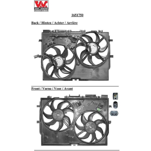 Lüfter, Motorkühlung VAN WEZEL 1651750 für FIAT, für Fahrzeuge mit Klimaanlage