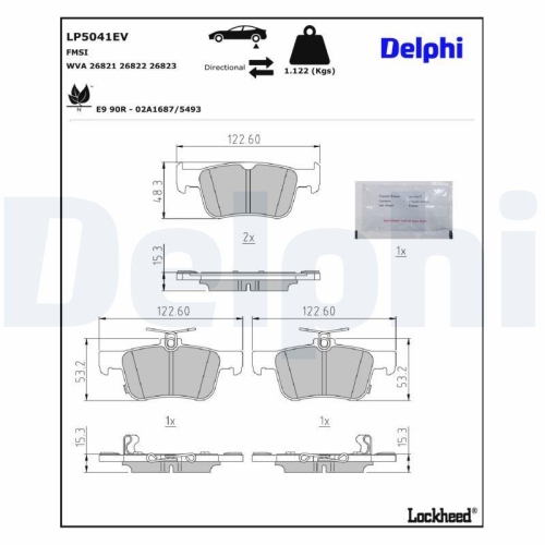 DELPHI LP5041EV Bremsbelagsatz, Scheibenbremse f&uuml;r HONDA, Hinterachse