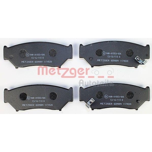 Bremsbelagsatz, Scheibenbremse METZGER 1170528 f&uuml;r SUZUKI, Vorderachse