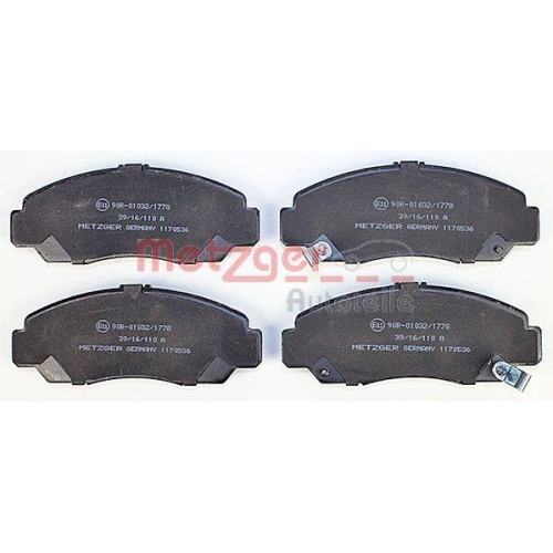 Bremsbelagsatz, Scheibenbremse METZGER 1170536 GREENPARTS f&uuml;r HONDA, Vorderachse