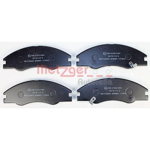 Bremsbelagsatz, Scheibenbremse METZGER 1170540 f&uuml;r KIA, Vorderachse
