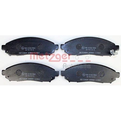 Bremsbelagsatz, Scheibenbremse METZGER 1170541 f&uuml;r NISSAN, Vorderachse