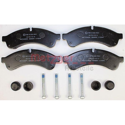 Bremsbelagsatz, Scheibenbremse METZGER 1170544 f&uuml;r IVECO, Hinterachse